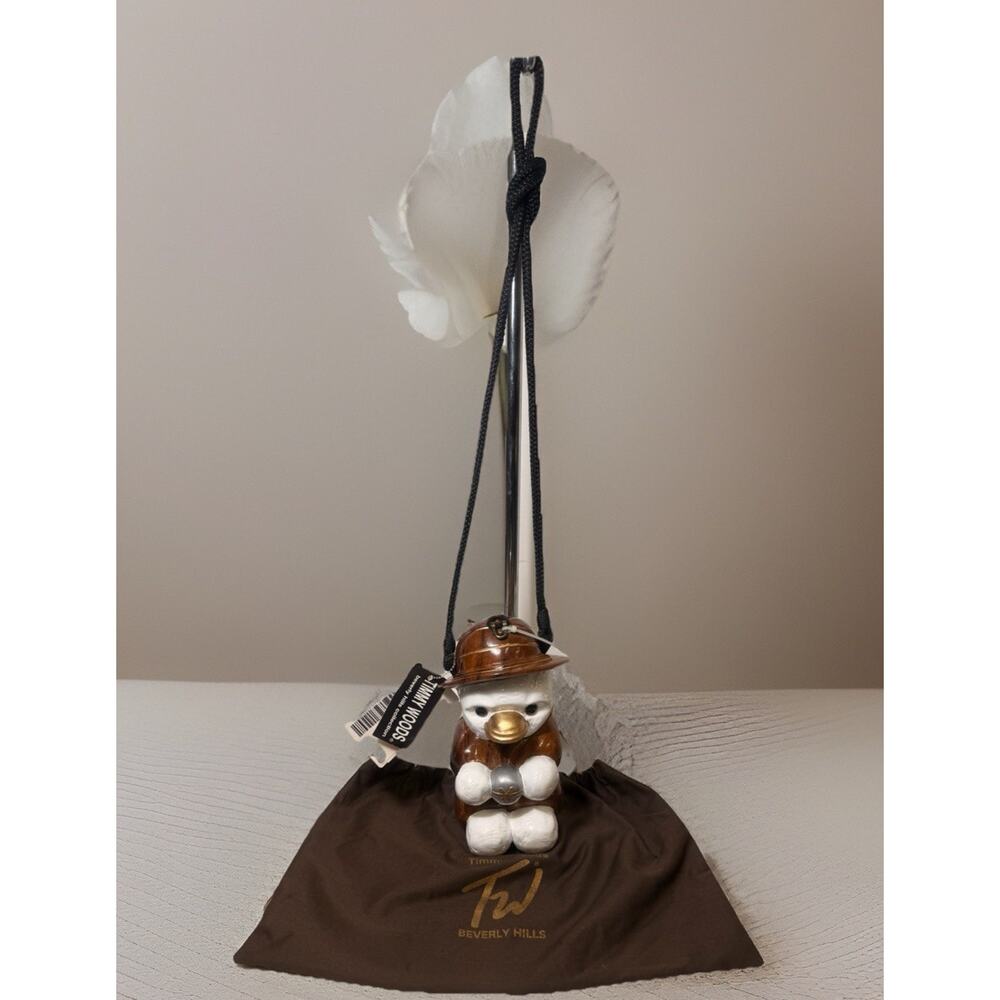 NWT ULTRA RARE Timmy Woods Beverly Hills Dolly Duck Z Wooden Purse with Dust Bag - Picture 3 of 16